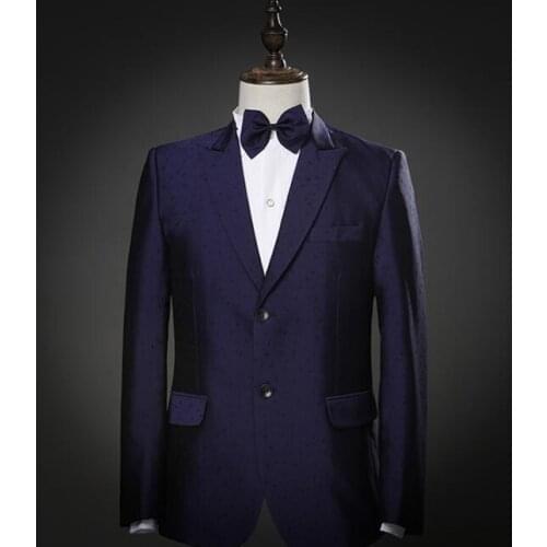 Singer men suit set with pants 2020 mens wedding suits costume groom formal dress jacquard clothing business casual fashion blue