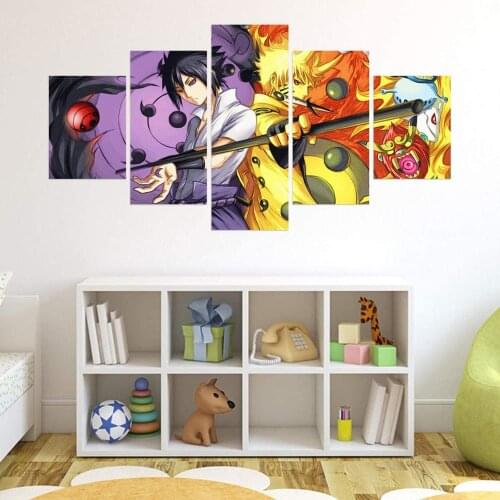 5 Piece Wall Art Canvas Anime Manga Ninja Figure Posters Sasuke Pictures And Prints Modern Living Room Decoration Paintings