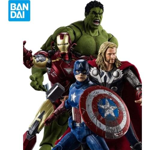 Bandai Tamashii Nations Marvel Avengers Assemble Edition Captain America Thor Hulk Ironman Mk6 S.h. Figuarts Action Figure Toys