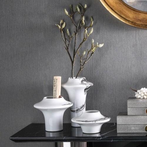 Modern New Chinese Painted Zen Ink Ceramic Vase Decoration Hotel Office Home Living Room Study Porch Soft Decoration Ornaments