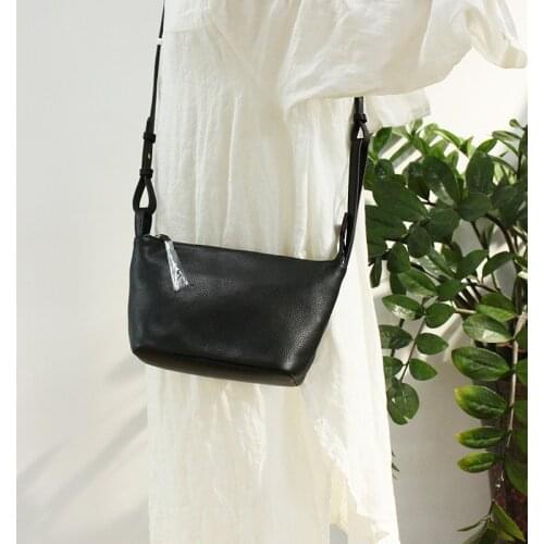 Simple Female Genuine Leather Shoulder Bags Hobos Small Solid Crossbody Bags For Women 2020 Clutch Purse Bag Lady Messenger Bag