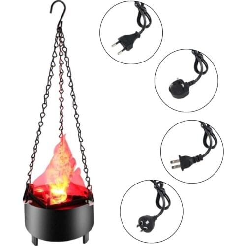 Halloween Electric Simulation Flame LED Hanging Light 3D Artificial Fire Realistic Bonfire Brazier Lamp Prop Christmas Holiday