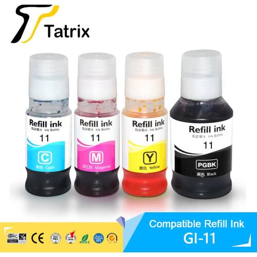 Tatrix GI11 GI-11 Premium Color Compatible Bulk Bottle Water Based Refill Dtg Eco Ink for Canon PIXMA G2160 G3160 Printer