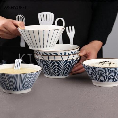 Creative smooth Japanese-style tall ceramic tableware household personality underglaze rice bowl dessert small soup bowl