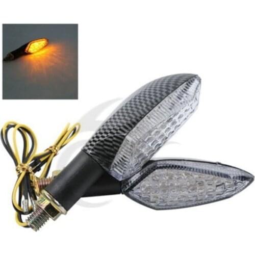 Universal Motorcycle 2ps Mini Carbon Fiber LED Blub Turn Signal Indicators Amber