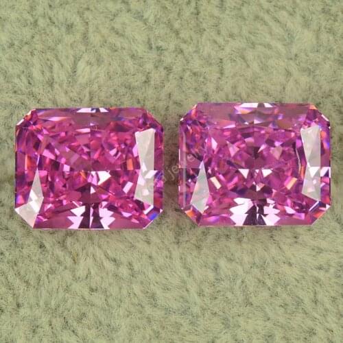 Sale 10x12mm 8A Crushed Ice Lighter Diamond Radiant Cut Rectangle Octangle Shape Synthetic Rose Kunzite Purple Stone Gems