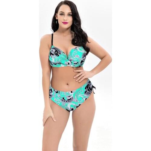 Plus Size Bikini Set 5XL Large Size Swimwear Women Two Pieces Swimsuit Floral Vintage Female Big Push Up Fat Bikinis set 2020