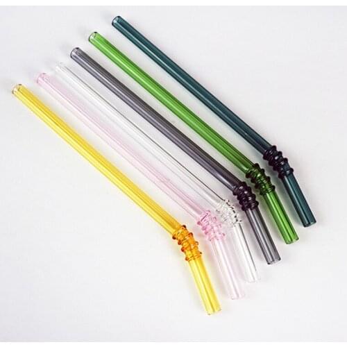 100Pcs High Borosilicate Glass Straw Fine Curved Color Glass Straight Bend Drinking Glass Straws Reusable Eco-friendly Straws