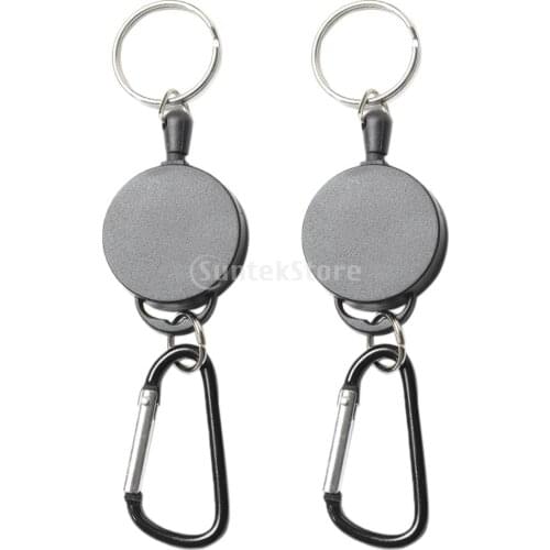2PCS Professional Heavy Duty Self Retracting ID Badge Key Reel with Retractable Steel Cord 65cm