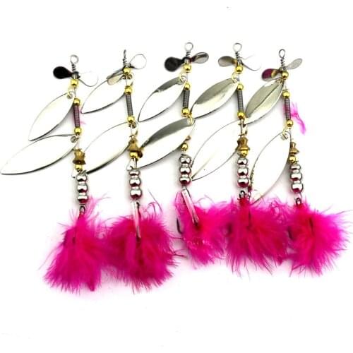 5pcs Spinner Spoon Fishing Lure 10cm 11.3g Metal Hard Lure Pech Feather Hook Isca Artificial Fishing Tackle Spoon Spinnerbait