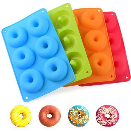6 with silicone doughnut mold mousse cake mold non-stick candy doughnut baking tray baking tray tool baking mold