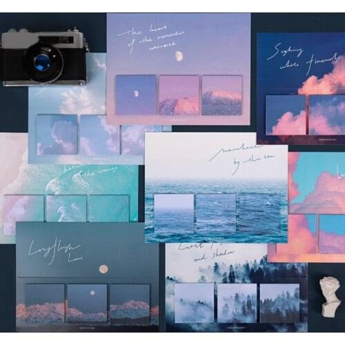 60Pcs Art Style Memo Pad Mountains Lakes Series Sticky Notes Journal DIY Creative Scrapbook Decoration Pad