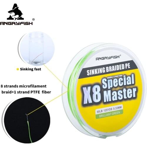 Angryfish x8 114M Master Series 8+1 Fast Sinking Braided Line Double Structre Strong Abrasion Resistant Braided PE 20-80LB