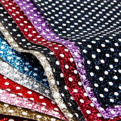 Shimmer Chunky Glitter Faux Leather Sheets Dot Pattern Synthetic Leather Fabric 20x33cm for DIY Earrings Hair Bows Materials