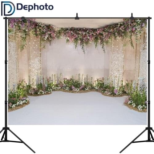 Dephoto White Floral Photo Backgrounds 3D Flower Wedding Shower Photography Backdrops Party Decoration Supplies Booth Banner