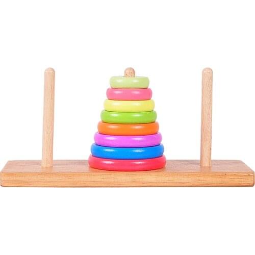 Wooden Intellectual Puzzle Tower of Hanoi Centuried Indian Brain Teaser Game Toy