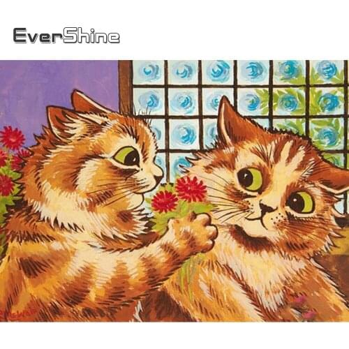 Evershine Diamond Embroidery Cross Stitch Kit Crystal Mosaic Diamond Painting Cartoon Cat Rhinestone Pictures Home Decoration