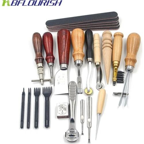 13pcs/18pcs Craft DIY Handmade Tools Punch Edger Trench Device Belt Puncher Set Leather Hand Tools Stitching Carving Saddle