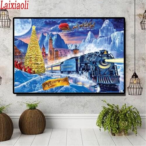 Polar express train diamond Painting 5D DIY diamond embroidery Full Square Round drill mosaic Christmas scenery Decoration art