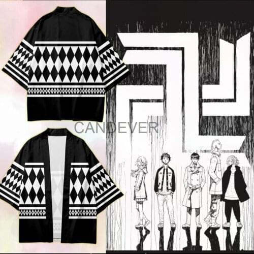 Anime Tokyo Revengers Cosplay Hanagaki Takemichi Ken Ryuguji Haori Kimono Tee Men Short sleeve Cloak Black White Top for Summer
