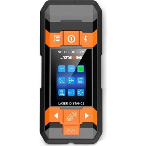 2 in 1 Measuring Meter (Metal Detection+Distance) Laser Rangefinder 1.8 Inch Backlight Metal/AC Detection Wall Voice Broadcast