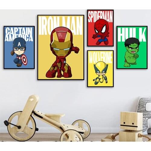 Marvel Classic Super Hero One Piece Decor Wall Canvas Batman Cartoon Poster And Prints Picture For Kidroom Home Decoration Gift