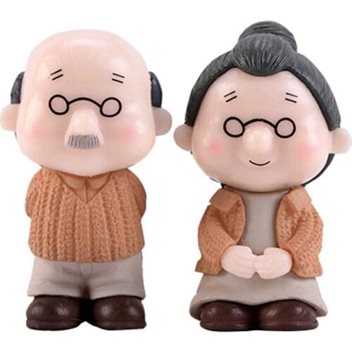 Cute Figures Grandma Grandpa Old Couple DIY Mini Fairy Garden Ornament Doll Couple Gift Figurines Miniature