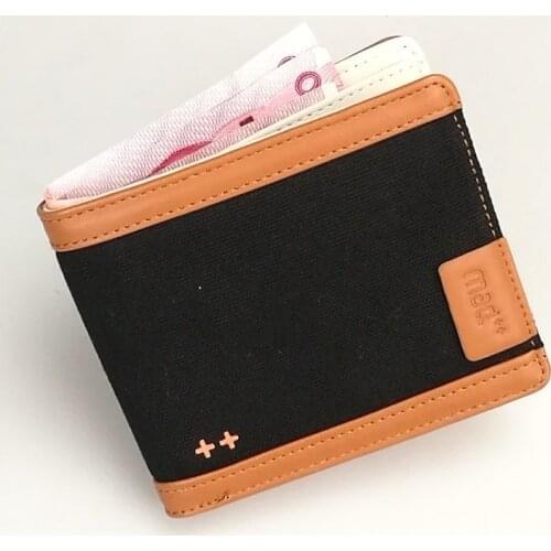 Men Male Canvas Fashion Bifold Wallet Purse Novelty Gift Boy Zipper Coin Pocket ID Slot New Style Look Student Youth Hot Sale