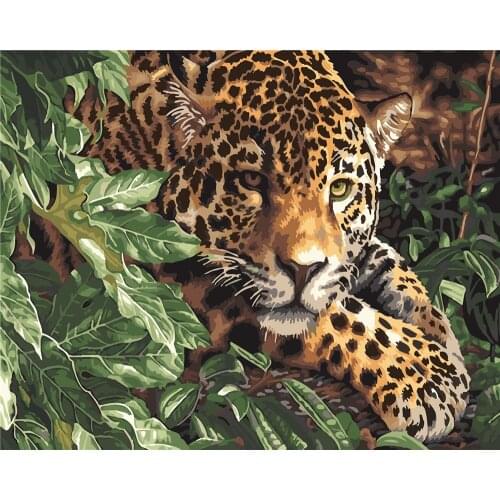 Leopard Paint By Numbers For Adults Kids Lip Coloring Kit Drawing On Canvas Wall Art Handpainted Home Decor Diy Gift