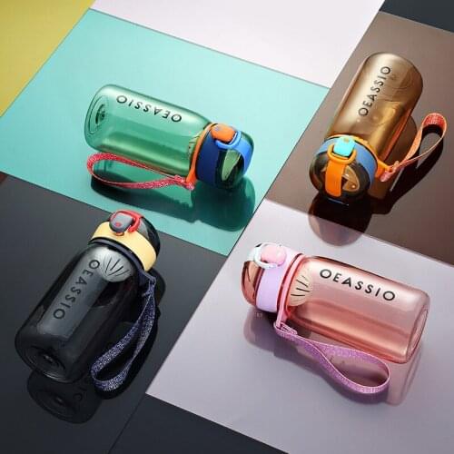 2022 Summer New Transparent Water cup female Korean Creative Portable Plastic Cup Sports Water Cup Summer Students Are Cute