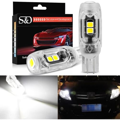 2Pcs New T10 LED W5W WY5W LED Bulbs Car Interior Reading Dome Lights Auto Parking Lamp Wedge Tail Side Bulbs 12V White Yellow