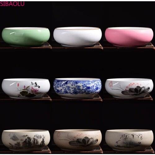 SIBAOLU New Creative Daffodil Flower Pot Large Ceramic Multifunctional Tea Set Washing Pen and Gardening Desktop Potted Plants