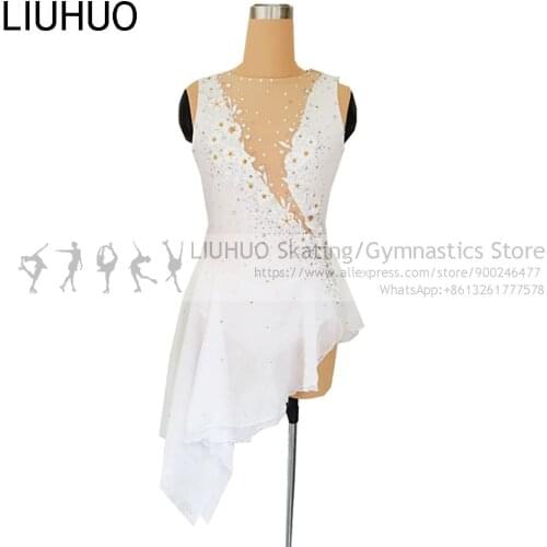 Ice Figure Skating Dress Girls White Competition leotards women Professional performance wear Skating dress women kids wholesale