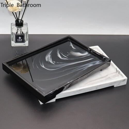 Nordic Resin Trays Rectangle Kitchen Desktop Tableware Storage Holder Bathroom Wash Set Cosmetic Jewelry Tray Organizer