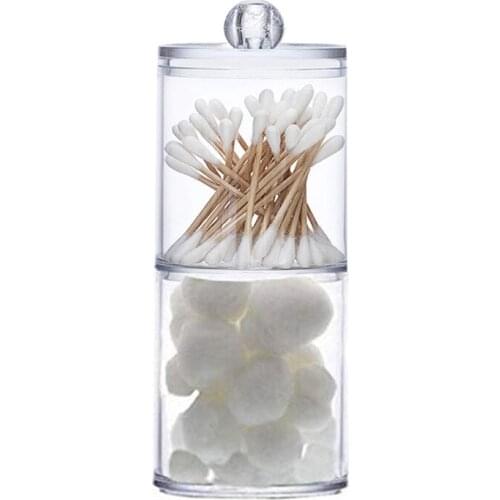 Clear Acrylic Storage Case 2-in-1 Plastic Cotton Swab Box Cosmetic Storage Box