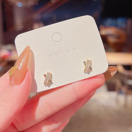 Korean New Trendy Geometric Zircon Stud Earrings for Women Simplicity Fashion Jewelry Female Delicate Ear Studs Elegant Earrings