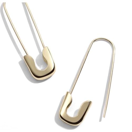 Simple Paper Clip Ear Threader Safety Pin Earrings for Women Handmade Copper Wire Earring Geometric Ear Jewelry 2020