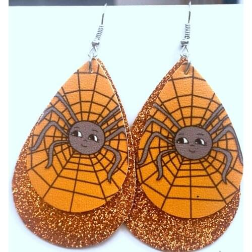 Halloween Earrings Never Give Up Spider Earrings Two Layers Glitter Earrings Christmas Santa Earrings
