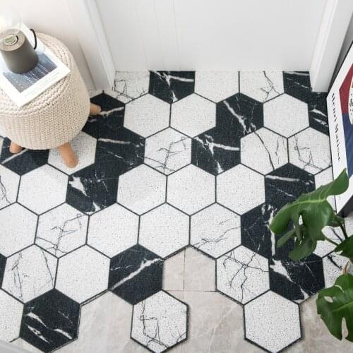 Nordic INS carpet Come in Marble PVC Tailoring doormat DIY Home Wire rings Foot restaurant pad Hotel Shoe sole dirt removal pad