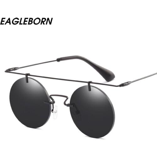 New Women Personality Punk Sunglasses Round Frame Metal Frameless Retro Sunglasses Sun Glasses Luxury Brand Vintage Gothic Women