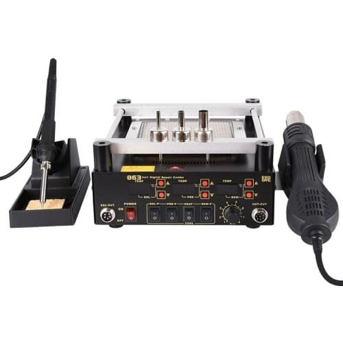 Desoldering Station 863 Repair Preheating Station + Hot Air Gun + Electric Soldering Iron Desoldering Station Solder Repair BGA
