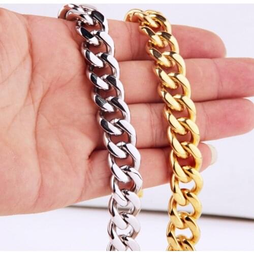 Top Quality 100% 316L Stainless Steel Cuban Curb Chain Silver Or Gold color Cool Boys Mens Bracelet Bangles Jewelry 7"-11"
