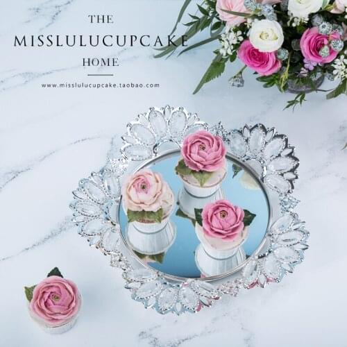 Mirror fruit plate dish tray cake shelf plate cosmetic jewelry box storage plate dessert table decoration