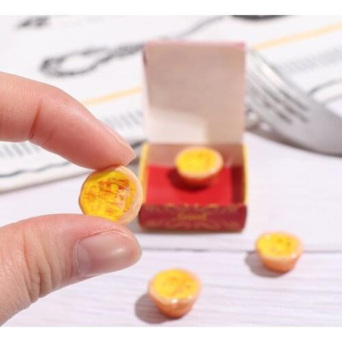 1/12 Portuguese Egg Tart with Box Dollhouse Miniature Food Fit Toys Accessories