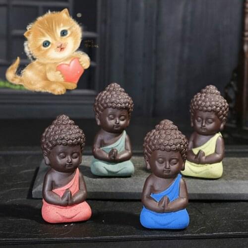 1PCS Buddhism Litlle Meditation Monk Small Statues Miniature Craft Buddha Statues Clay Mini Chinese Buddhism Zen Monks