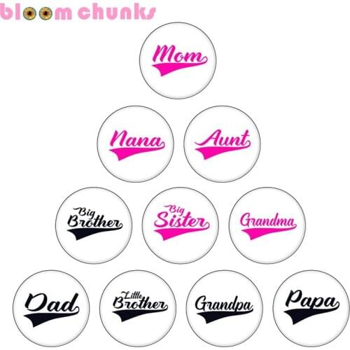 Mom nana sister dad 10pcs mixed 12mm/18mm/20mm/25mm Round photo glass cabochon demo flat back Making findings S5596