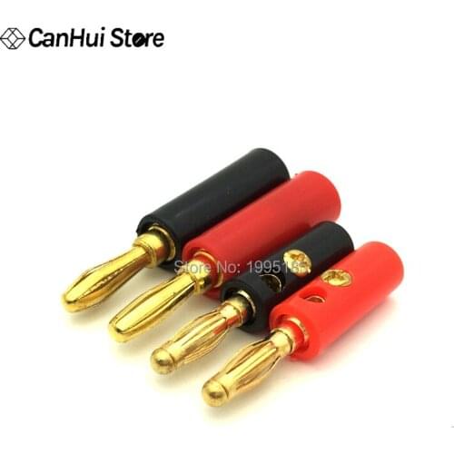4PCS Gold-plated 4MM Banana Plug Power Amplifier Cable Horn Wire Audio Head Weld-free Test Plug