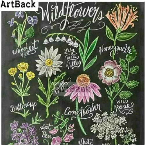 5d diy diamond painting flower hand drawn chalkboard painted square / round drill 3d diamond embroidery handmade mosaic artwork