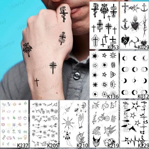 9pcs/Lot Fashion Transferable Waterproof Temporary Tattoo Sticker Man Cross Snake Finger Tatoo Cool Body Art Fake Tatto Woman