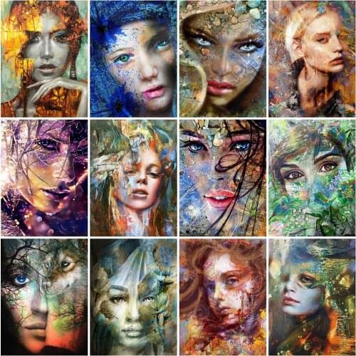 Diamond Painting Woman Cross Stitch Kits Wall Art Diamond Embroidery Portrait Mosaic Girl Home Decor Picture Holiday Gift